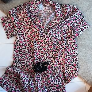VS FLANNEL BOXER PJ SZ XS PINK LEOPARD PRINT